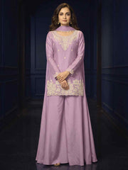 Lavender Premium Chinon Beads Work Plazzo Suit