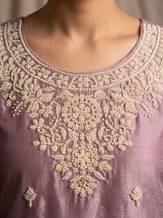 Lavender Premium Chinon Beads Work Plazzo Suit