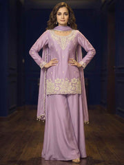 Lavender Premium Chinon Beads Work Plazzo Suit