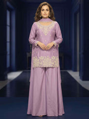 Lavender Premium Chinon Beads Work Plazzo Suit