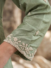 Sea Green Premium Chinon Beads Work Plazzo Suit