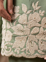 Sea Green Premium Chinon Beads Work Plazzo Suit