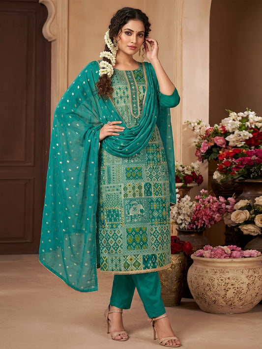 Green Viscos Banarasi Kurta Set