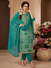 Green Viscos Banarasi Kurta Set