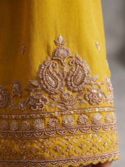 Lemon Yellow Beads Embroidered Palaazo Dress