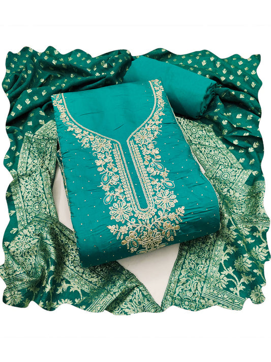 Firozi Cotton Embroidered Hand Work Kurta Set