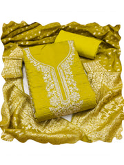 Green Cotton Embroidered Hand Work Kurta Set