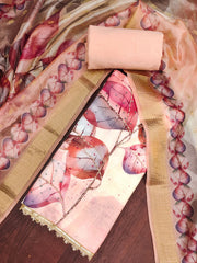 Peach Cotton Material Festive Pant Style Dress
