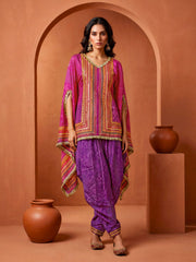 Bohemian Silk Embellished Tunic with Palazzos