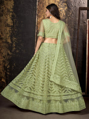 Embroidered Semi-Stitched Lehenga and Unstitched Blouse With Dupatta