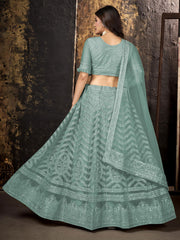 Embroidered Sequinned Semi-Stitched Lehenga and Unstitched Blouse With Dupatta