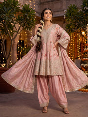 Floral Style Embroidered Pink Wedding Salwar Suit
