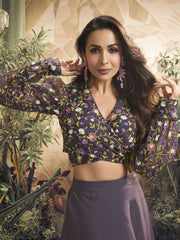 Malaika Arora Embroidered Tie -Up Top with Flared Skirt Co-Ord Set