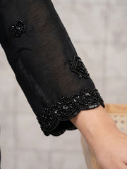 Black Premium Chinnon with Beads Wedding Sharara Suit