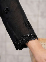Black Premium Chinnon with Beads Wedding Sharara Suit