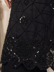Black Premium Chinnon with Beads Wedding Sharara Suit