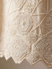 Cream Premium Chinnon with Beads Wedding Sharara Suit