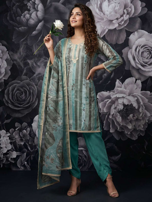 Firozi Pure Cotton Lilan Tulip Kurta Set