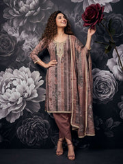 Peach Pure Cotton Lilan Tulip Kurta Set