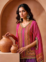 Bohemian Silk Embellished Tunic with Palazzos