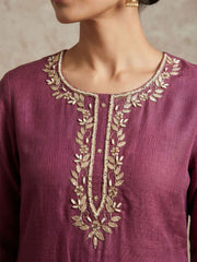 Purple Simmer Print Cotton Linen Kurta Set