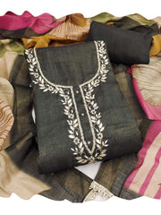 Black Simmer Print Cotton Linen Kurta Set