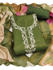 Green Simmer Print Cotton Linen Kurta Set