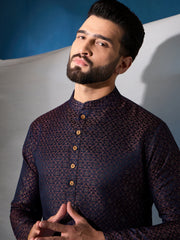 Floral Embroidered Sequinned Jacquard Weave Stright Kurta With Trousers