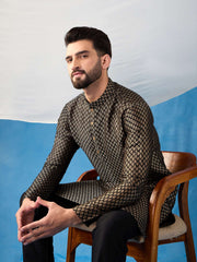 Ethnic Motifs Woven Design Jacquard Weave Stright Kurta With Trousers
