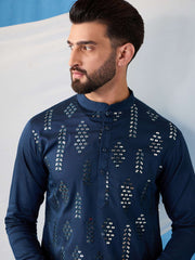 Men Ethnic Motifs Embroidered Regular Sequinned Kurta with Trousers