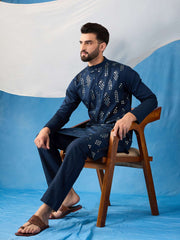 Men Ethnic Motifs Embroidered Regular Sequinned Kurta with Trousers