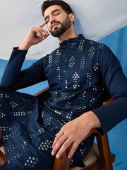Men Ethnic Motifs Embroidered Regular Sequinned Kurta with Trousers