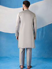 Geometric Yoke Design Thread Work and Sequined Straight Kurta With Trousers