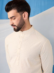 Men Ethnic Motifs Embroidered Regular Chikankari Kurta with Trousers