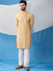 Men Ethnic Motifs Embroidered Regular Sequinned Kurta with Trousers
