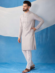 Men Ethnic Motifs Embroidered Regular Sequinned Kurta with Trousers