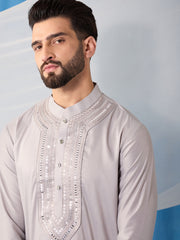 Men Ethnic Motifs Embroidered Regular Sequinned Kurta with Trousers