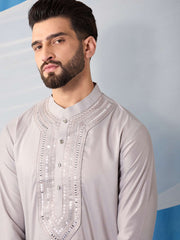 Men Ethnic Motifs Embroidered Regular Sequinned Kurta with Trousers