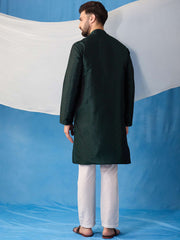 Floral Embroidered Thread Work Jacquard Weave Stright Kurta With Trousers