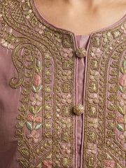 Shimmer Silk Pink Embroidered Farshi Style Salwar Suit