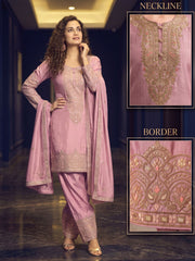 Shimmer Silk Pink Embroidered Farshi Style Salwar Suit