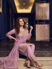 Shimmer Silk Pink Embroidered Farshi Style Salwar Suit