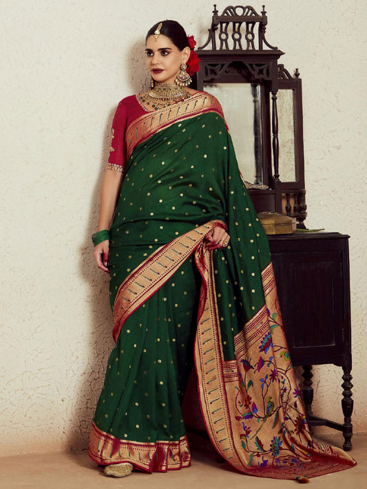 Green Weaving Festive Wear Soft Brasso Saree
