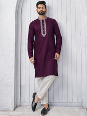 Mandarin Collar Thread Work Straight Kurta