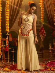Embroidered Square Neck Tunic With Palazzo