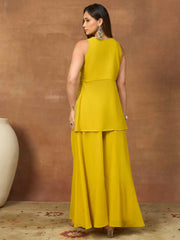 Embellished V-Neck Top With Palazzos Co-Ords