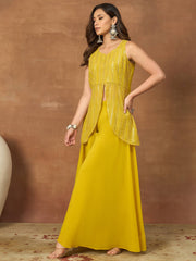 Embellished V-Neck Top With Palazzos Co-Ords