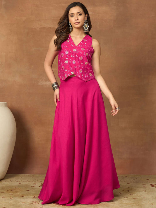 Bling & Sparkly Embroidered Top with Skirt