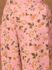 Women Floral Printed Regular Thread Work Kurta with Trousers