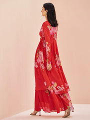 Floral Printed Angrakha Kurta With Sharara